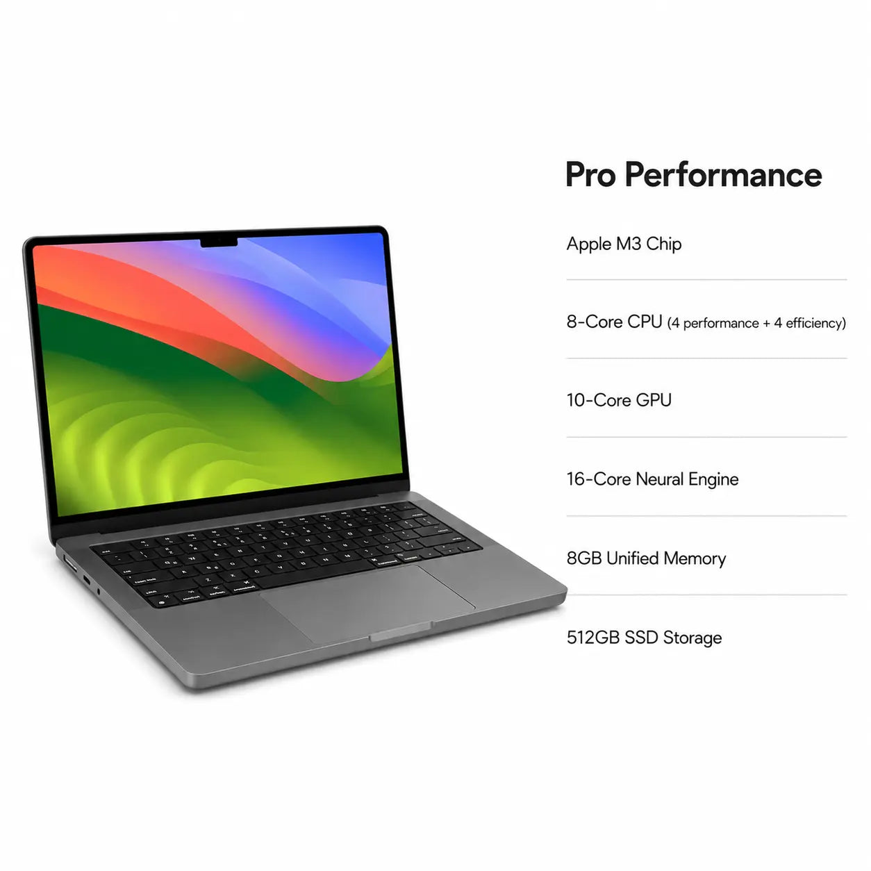 Apple MacBook Pro 14-inch (M3 Chip, 8-Core CPU, 10-Core GPU, Space Grey, 2023)