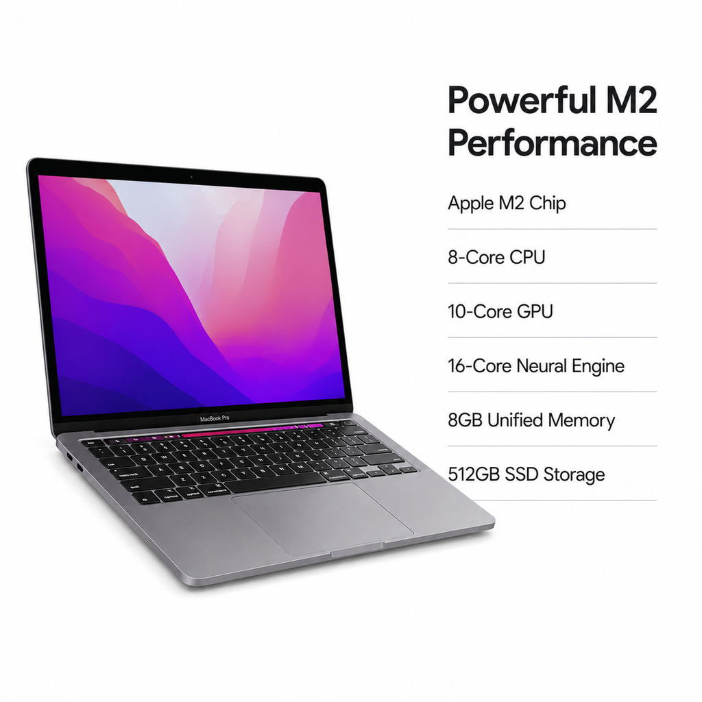 Apple MacBook Pro 13-inch (M2 Chip, 8-Core CPU, 10-Core GPU, 8GB RAM, 512GB SSD, Space Gray, 2022)