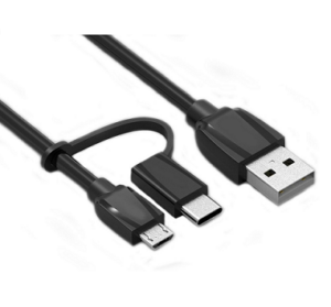 1M USB to Micro BM & Type-C Male Combo Cable