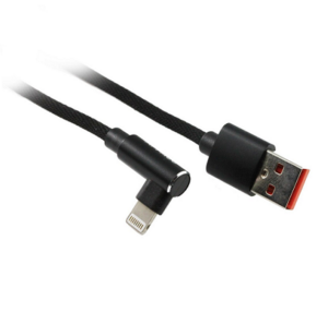 1M USB AM to Right Angle Lightning Cable, Heavy Duty, Metal + Braid