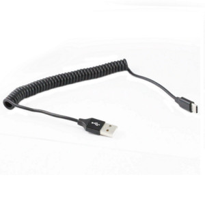 1M USB AM to Type-C Male Syn/Charing Cable with Curly cord