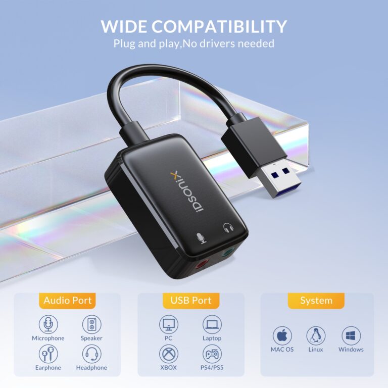 Idsonix USB Multi-Function External Sound Card - Black