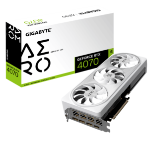 Gigabyte RTX 4070 GPU PCIe16 DP(3) HDMI 12GB GDDR6X AERO OC WHITE