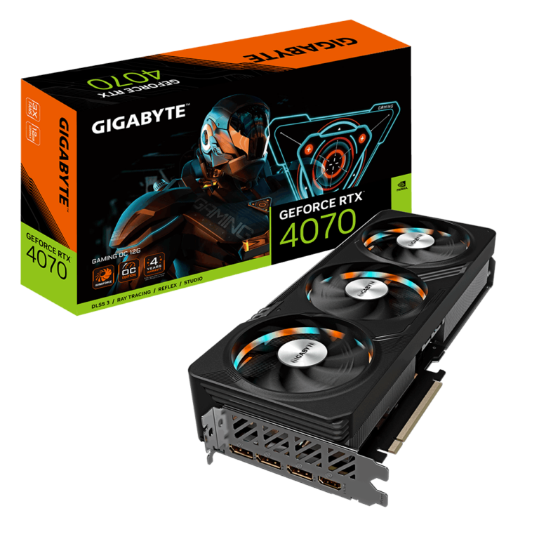 Gigabyte RTX 4070 GPU PCIe16 DP(3) HDMI, 12GB GDDR6X Gaming OC