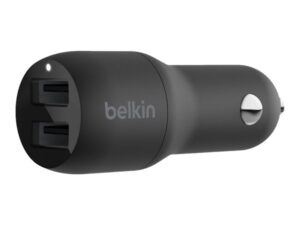 Belkin BOOST CHARGE Dual Charger Car power adapter 24 Watt 4.8 A  2 output connectors (USB) - Black