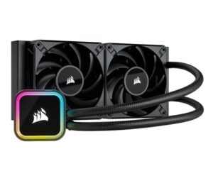 Corsair H100i Elite 240mm Radiator 2x AF120 Zero RPM Variable Fans via ICUE Ultra Bright RGB Pump Head Liquid Cooling.?