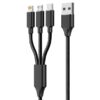 1M USB 3-in-1 Multi Charger Cable with Metal Plug + Cotton Braided
