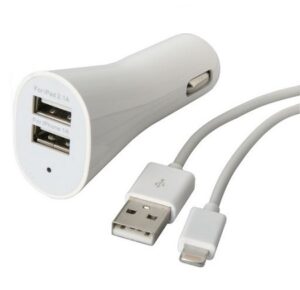 Car Charger Dual Usb 2.1A + Lightning Lead