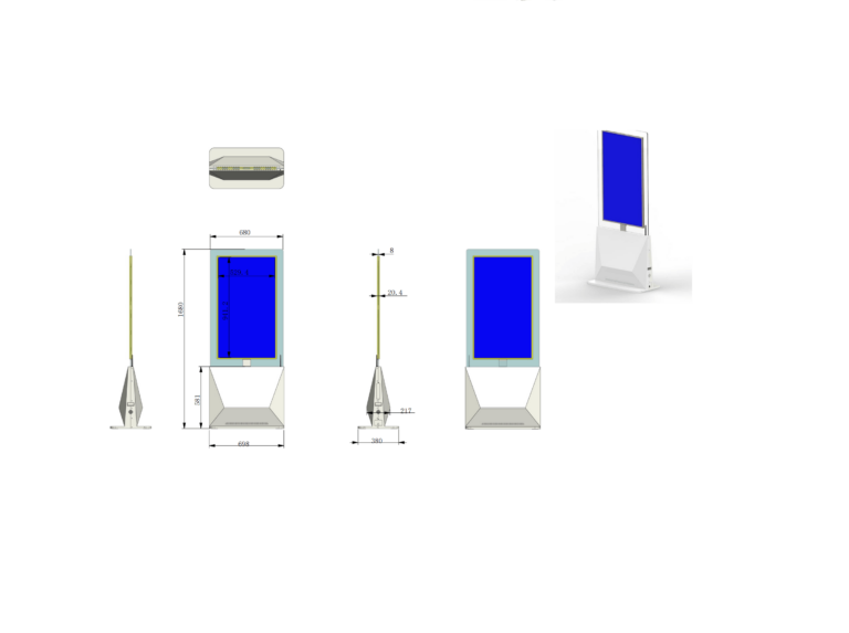 Commbox Glass Kiosk 1-Sided 43" Display 700 Nits 1920X1080, Wifi Android 9