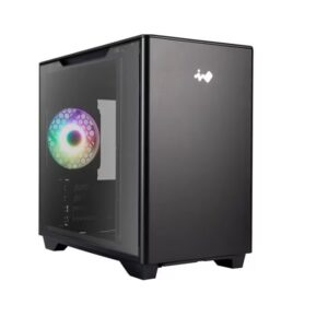 In Win IW-CS-A3BLK-1AM120S Micro ATX Mini ITX Tempered Glass 1 x 120 mm x Fan 4 x Slot 3 x USB Fan Cooler Computer Case Black Piano Finish